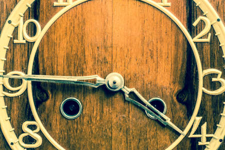 Dial of old clock, vintage wallpaper or background. Time concept.の写真素材