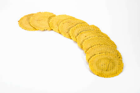 Wafers on white background.の写真素材
