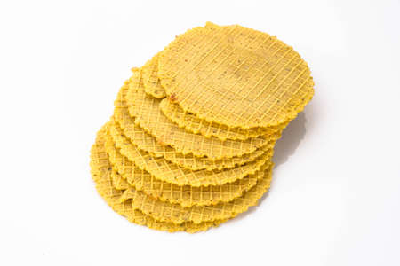 Wafers on white background.の写真素材