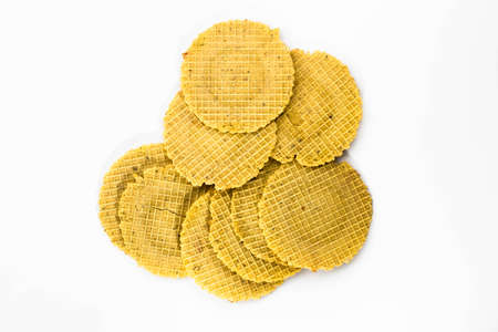 Wafers on white background.の写真素材