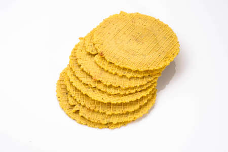 Crunchy bread, corn wafers snack, crispbread for breakfast, healthy diet conceptの写真素材