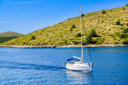 Sailing yacht in the sea, Croatiaの写真素材