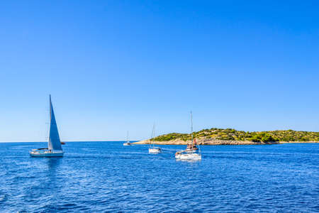 Sailboats in the sea. Sailing in Croatia.の写真素材