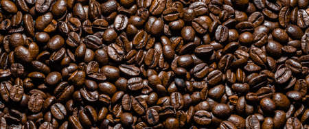 Aromatic roasted coffee beans, texture backgroundの写真素材