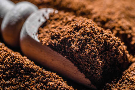 Aromatic powdered coffee texture backgroundの写真素材