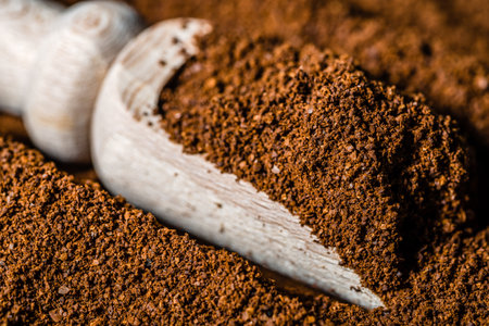 Aromatic powdered coffee texture backgroundの写真素材