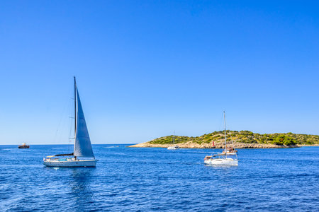 Sailboat in the sea, Croatia.の写真素材