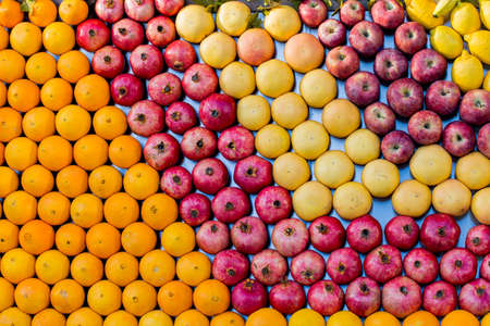 Various fruits standing on the groceryの写真素材