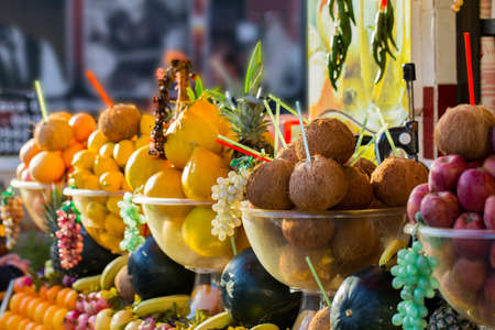 Various fruits standing on the groceryの写真素材