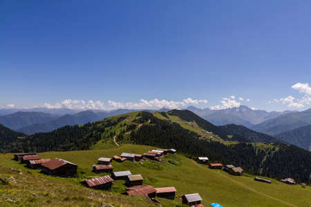 An old wooden house in the highlands of Rize in Turkeyの写真素材