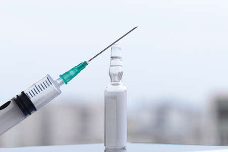 Drug ampoules and syringe used for vaccine