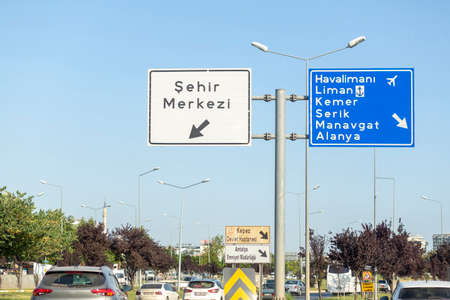 Turkey / Antalya city road signsのeditorial素材