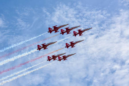 The Turkish Air Force demonstration team and the F5 fighter aircraft are the demonstration aircraft....