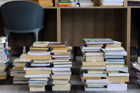 Books in a pile on top of each otherの写真素材