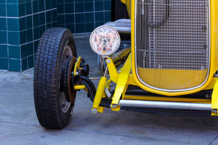 Wheel parts of an antique car in USA