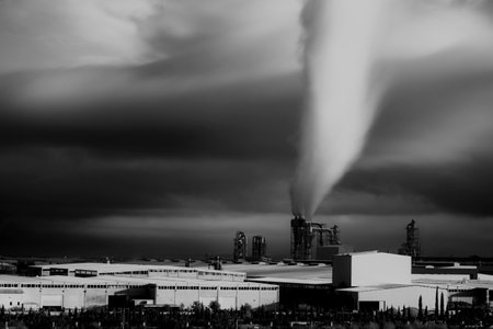 Factory with smoke rising into the sky in Turkey
