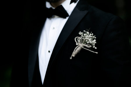 Black dress with flower in the lapel groom in Turkeyの写真素材