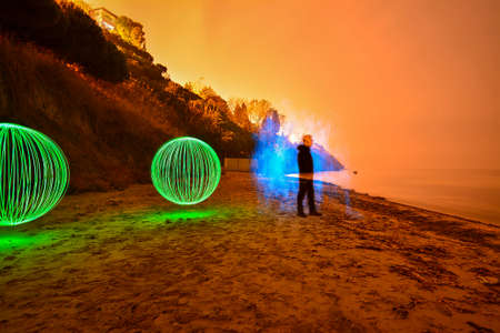 Light art performance photography in Turkey. light paintingの写真素材