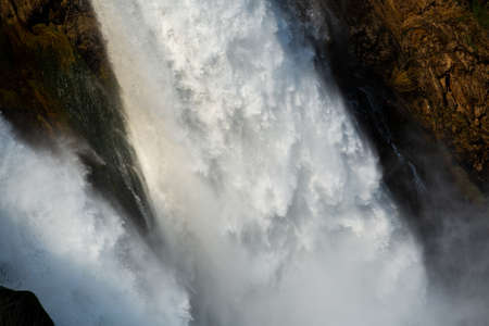 Turkey - Antalya Duden Waterfall. The place where the waterfall spills into the sea, the...
