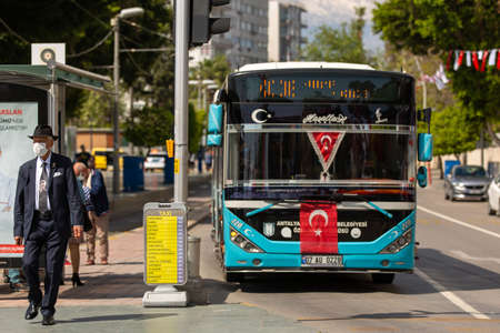 Antalya-Turkey, 04 23 2022: The bus used as a city public transportation vehicle in Antalya. public transportのeditorial素材
