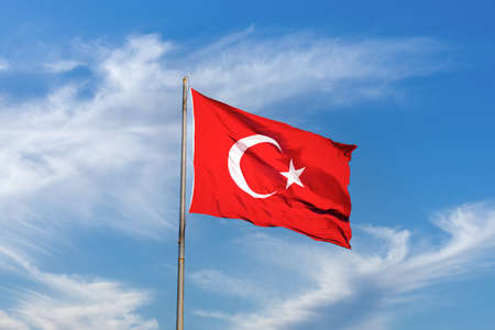 Turkish flag red and white color. Flag of the republic of turkey