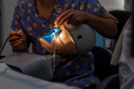 Dental treatment training with model human heads for students of the faculty of dentistry