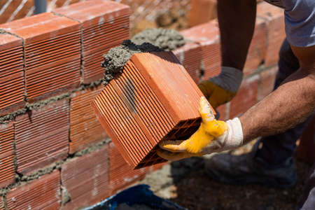 Masters who make concrete mortar and masonry in construction in Turkey