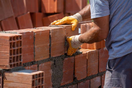 Masters who make concrete mortar and masonry in construction in Turkey