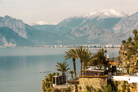 Turkey Antalya, Taurus mountain and Mediterranean sea viewのeditorial素材