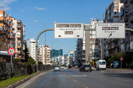Antalya/Turkey - 20/03/2022: City road signs in Turkeyのeditorial素材