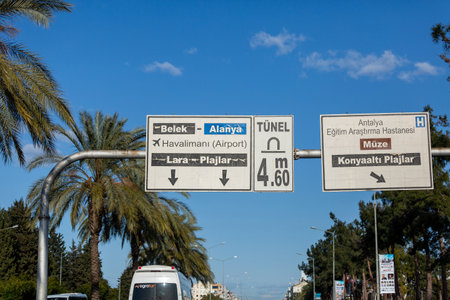 Antalya/Turkey - 20/03/2022: City road signs in Turkeyのeditorial素材