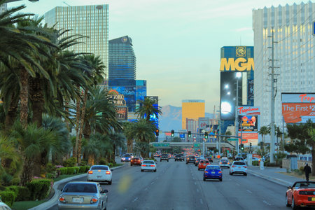 Las Vegas - Newada USA - 03,17,2014: Las Vegas city roads and Las Vegas road in USAのeditorial素材
