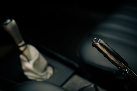 Hand brake and gearshift of an old car