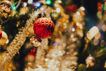 Christmas tree and decorations, Christmas tree a color decorations .の写真素材