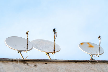 House satellite antenna used for TV broadcasts in Turkeyの写真素材