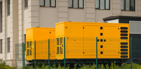 Two large electricity generators used for the buildingの写真素材