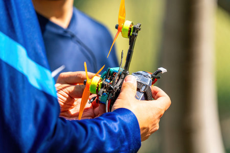 A drone made for racing. Handmade drone.の写真素材