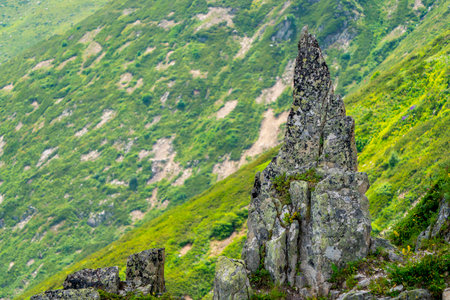 Pointed rocks on a mountain in the Black Sea region of Turkeyの写真素材
