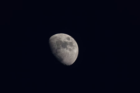 Moon Closeup Showing the Details of Lunar Surface in the Nightの写真素材
