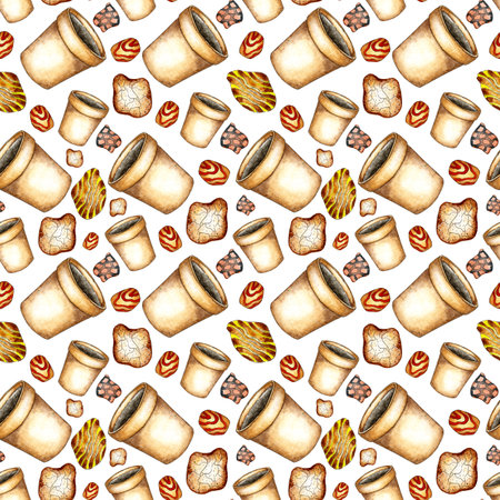 Watercolor illustration of a pattern of flower pots and stones. It's perfect for postcards, posters, banners, invitations, greeting cards, prints. isolated on white background. Drawn by hand.のイラスト素材