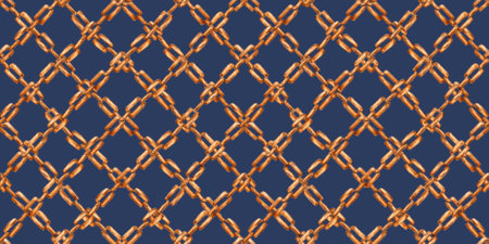 Gold chain with a thin weave pattern on a blue background watercolor illustration. Jewelry,...