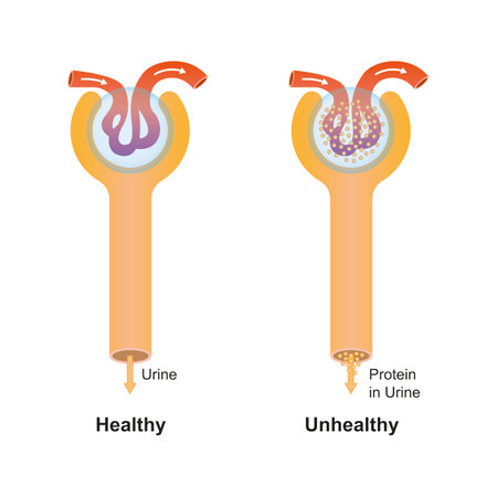 Scientific Designing of Diabetic Nephropathy. Common Complication of Type 1 and Type 2 Diabetes. Colorful Symbols. Vector Illustration.のイラスト素材