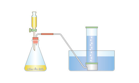 Scientific Designing of Preparation of Hydrogen Gas. Colorful Symbols. Vector Illustration.のイラスト素材
