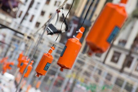 Detail of a firecracker at Mascleta. Fallas of Valencia.