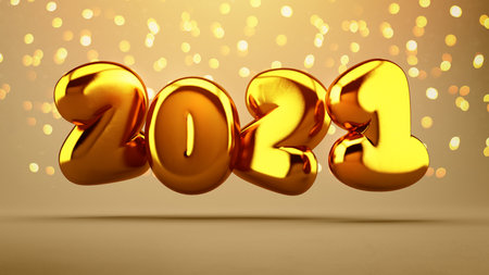 background of 2021 golden numbers floating. Happy new year greeting card and banner concept