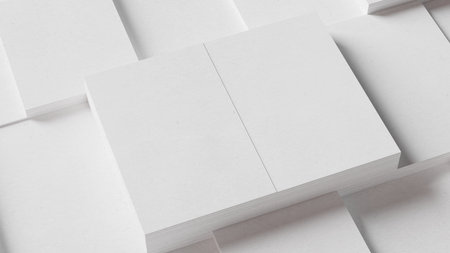 Stacks of vertical business card mockup for a clean branding presentation, corporate identity, advertising, stationery, graphic design template. Modern mock up in realistic 3D renderingの写真素材