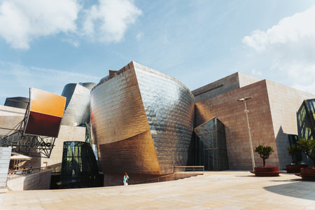 Bilbao, Spain - September, 2022: The facade and entrance of the Guggenheim Museum in Bilbao. Guggenheim Museum Bilbao is a museum of modern and contemporary artのeditorial素材