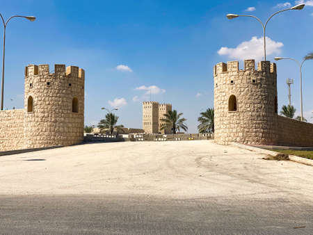 Historic castle, fortress north of Doha Qatar, old castle, stone castle, historical building.のeditorial素材