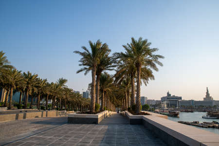 Doha, Qatar - October 2021: The entrance to the Museum of Islamic Art on the Doha Corniche.のeditorial素材