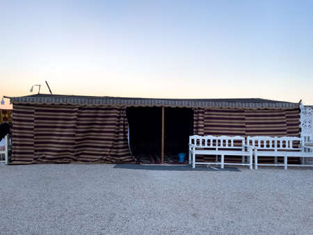 Bedouin camp in the desert of Qatarの写真素材